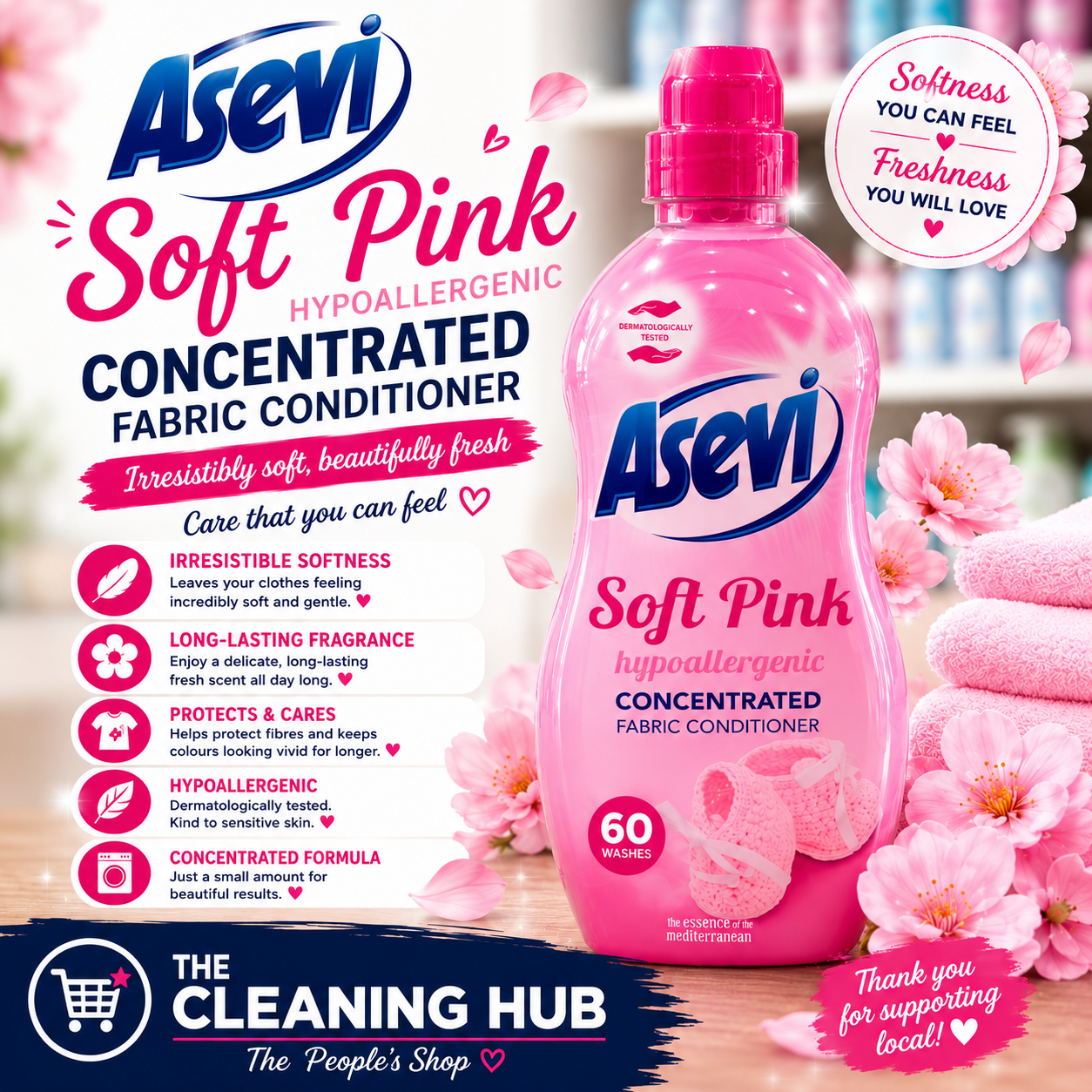 Asevi Soft Pink Fabric Softener