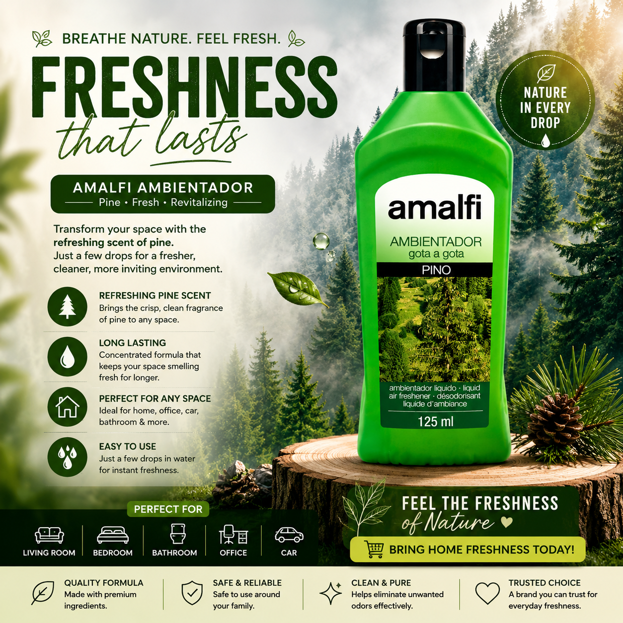 Amalfi Concentrated Fragrance Drops 125ml - Pine