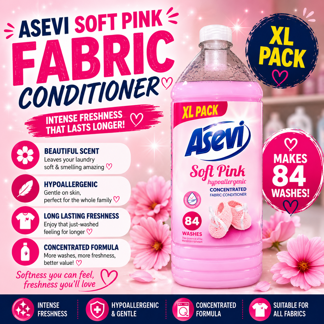 Asevi Soft Pink XL Fabric Conditioner