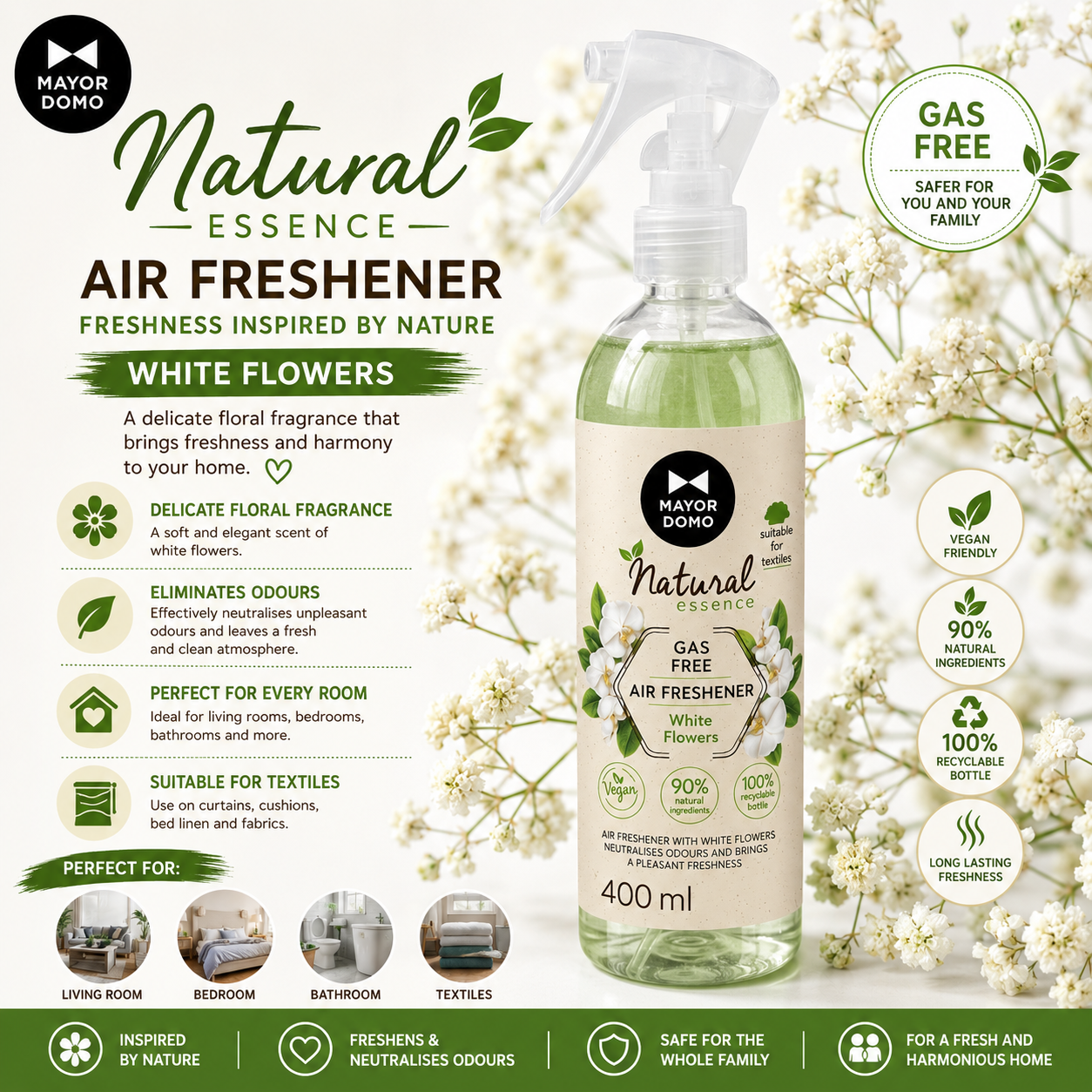 Mayordomo Air & Fabric Spray 400ml - White Flowers