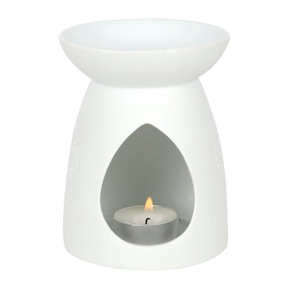 White Ceramic Buddha Face Oil Burner with Melt